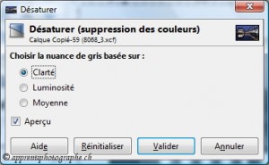 La boite de dialogue désaturer dans Gimp