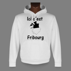 Sweatshirt blanc à capuche - Ici c'est Fribourg