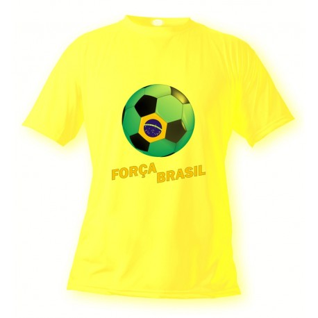 Men's or Women's Soccer T-Shirt - Força Brasil, Safety Yellow