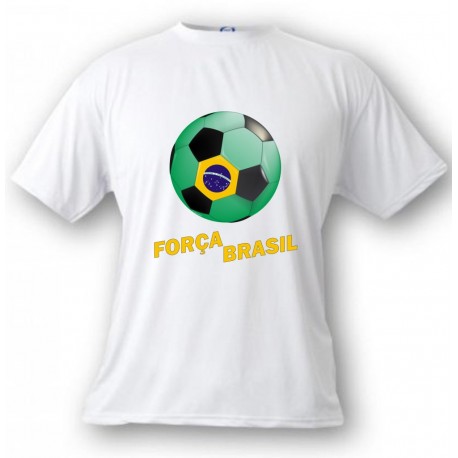 Kids Soccer T-shirt - Força Brasil, White
