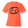 Women's or Men's astrological sign T-shirt - Cancer, Safety Orange