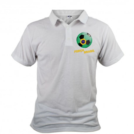 Men's Soccer Polo shirt - Força Brasil, White