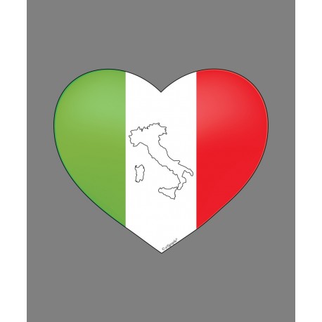 Sticker autocollant - Coeur Italien et botte italienne - pour voiture, notebook, tablette ou smartphone