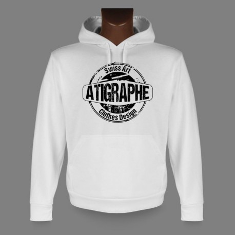Donna o Uomo Sweat bianco a cappuccio - aTigraphe®