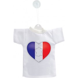 Mini T-Shirt -  Coeur français, pour décoration de voiture, bouteille ou de fenêtre