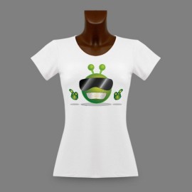 Funny T-Shirt slim - Cool Alien Smiley