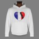 Sweat blanc à capuche - Coeur français - en mémoire de Charlie