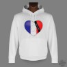 Sweat blanc à capuche - Coeur français - en mémoire de Charlie