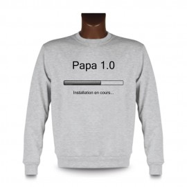 Sweat funny homme - Papa 1.0, Ash Heater