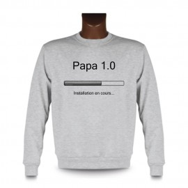 Men's Funny Sweatshirt - Papa 1.0, Ash Heater