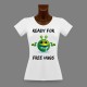 Donna Slim Funny T-Shirt - Ready for free Hugs