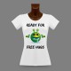 Women's Slim Funny T-Shirt - Ready for free Hugs