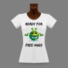 Donna Slim Funny T-Shirt - Ready for free Hugs