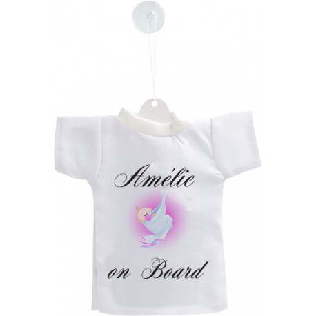 Mini T-Shirt - Baby on Board - Personifizierbar Tochter Vorname - Autodekoration