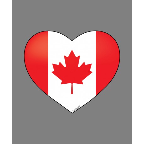 Sticker - Coeur canadien - pour voiture, pc portable, smartphone, tablette