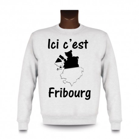 Women's or Men's Sweatshirt - Ici c'est Fribourg, White