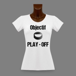 Frauen Slim T-shirt - Freiburg Eishockey Puck - Objectif PLAY - OFF