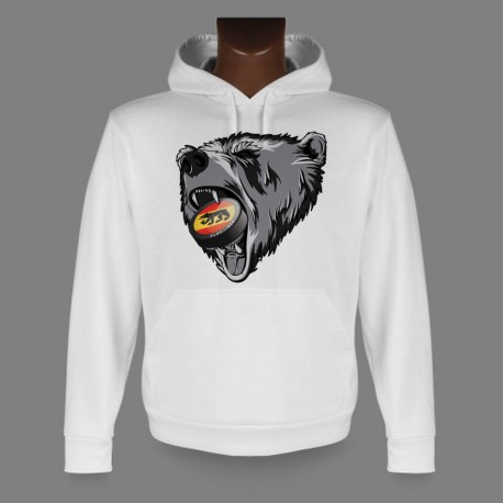 Hooded Funny Sweat - Bern Bear and Ice Hockey puck