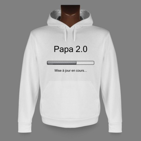 Sweatshirt blanc à capuche - Papa 2.0 - chaud et confortable