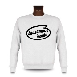 Men's Funny Sweatshirt - Lausannois inside, White