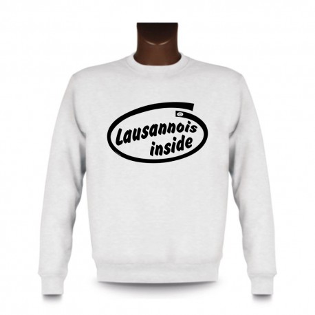 Men's Funny Sweatshirt -  Lausannois inside, White