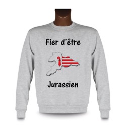 Men's Sweatshirt - Fier d'être Jurassien, Ash Heater