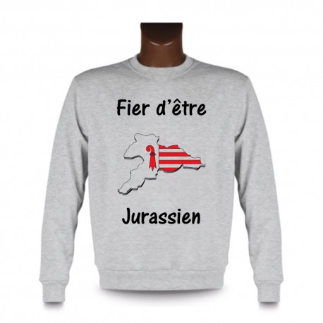 Men's Sweatshirt - Fier d'être Jurassien, Ash Heater