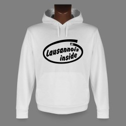 Donna o Uomo Sweat bianco a cappuccio - Lausannois inside