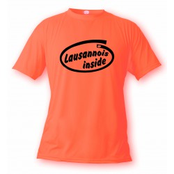 Uomo Funny T-Shirt - Lausannois Inside, Safety Orange