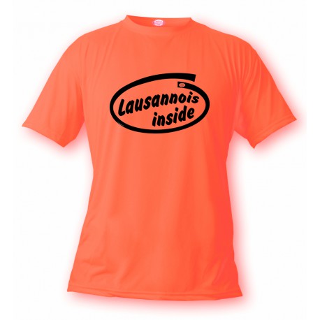 Men's Funny T-Shirt - Lausannois Inside, Safety Orange