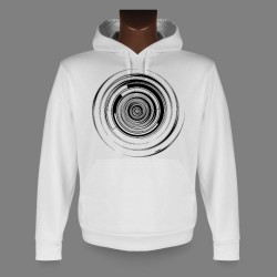 Sweat bianco a cappuccio - Techno-spirale