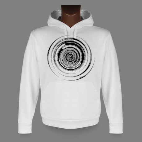 Sweat bianco a cappuccio - Techno-spirale