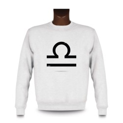 Frauen oder Herren Sweatshirt - Sternbild Waage, White