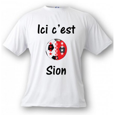 Men's or Women's Valais soccer T-Shirt - Ici c'est Sion, White