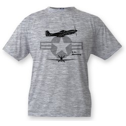 Kampfflugzeug Kinder T-shirt - P-51 Mustang, Ash Heater