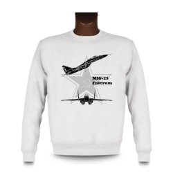 Sweat pour femme ou homme - Avion de combat - MiG-29 Fulcrum, White