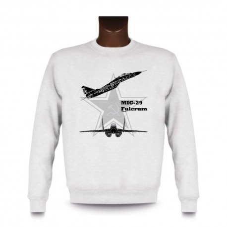 Women's or Men's Sweatshirt - Fighter Aircraft - MiG-29 Fulcrum, White