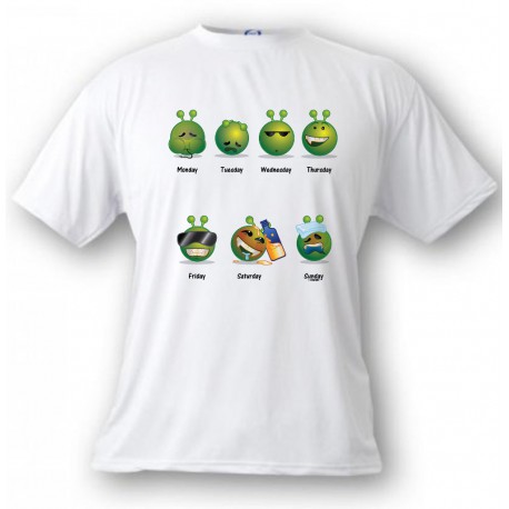 Donna o Uomo funny T-Shirt - Alien Smiley - La settimana lavorativa, White