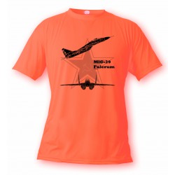 Women's or Men's Fighter Aircraft T-shirt  - MiG-29 Fulcrum, Safety Orange