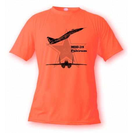 Women's or Men's Fighter Aircraft T-shirt  - MiG-29 Fulcrum, Safety Orange