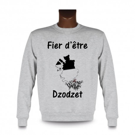 Herren Funny Sweatshirt - Fier d'être Dzodzet, Kühe und Freiburger Grenzen, Ash Heater