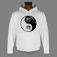 Sweatshirt blanc à capuche - Yin-Yang - Tête de Dragon Tribal