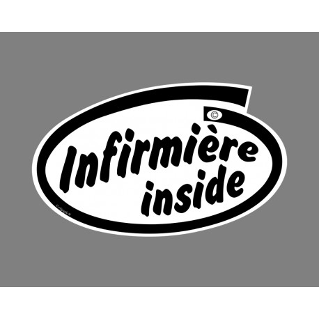 Sticker autocollant humoristique - Infirmière inside (infirmière à l'intérieur de la voiture)