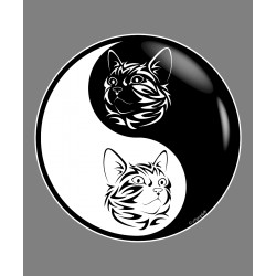 Tête de Chat tatouage tribal ☯ Yin-Yang ☯ Sticker Autocollant pour voiture, notebook, tablette ou smartphone