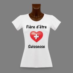 T-Shirt slim moulant pour femme - Fière d'être Suissesse