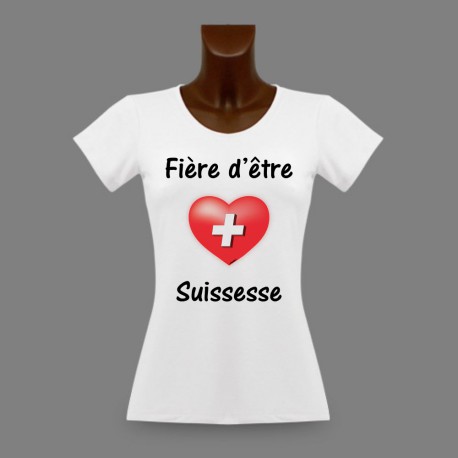Frauen Slim T-shirt -  Fière d'être Suissesse