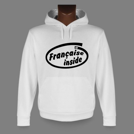 Sweatshirt blanc à capuche - Française inside, pour dame