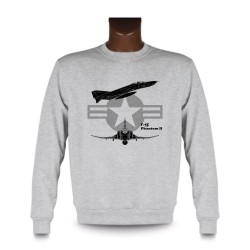 Herrenmode Sweatshirt - Kampfflugzeug - F-4E Phantom II, Ash Heater