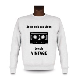 Men's Funny Sweatshirt - Vintage magnetic Tape, White