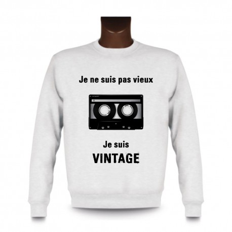 Herren Sweatshirt - Vintage Audiokassette, White